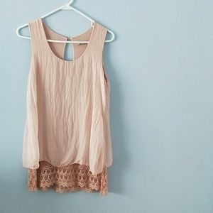 Elena Baldi blush silk and lace tank Top Small